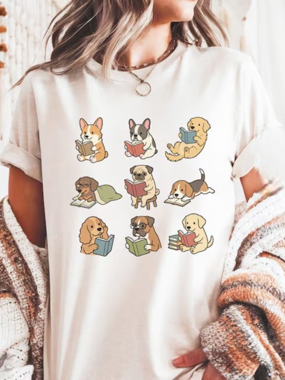 Funny Dog Reading Shirt, Cute Dog Books Tee, Dog Lover Gift